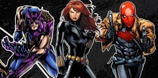 Hawkeye, Black Widow, and Red Hood New Era Hats