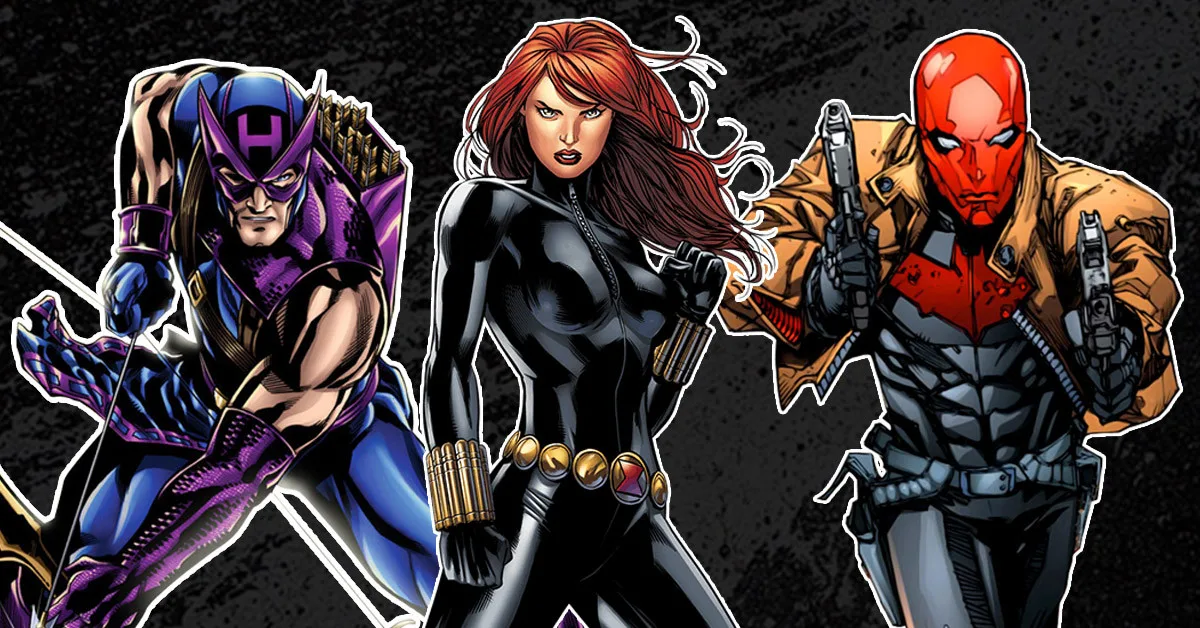 Hawkeye, Black Widow, and Red Hood New Era Hats