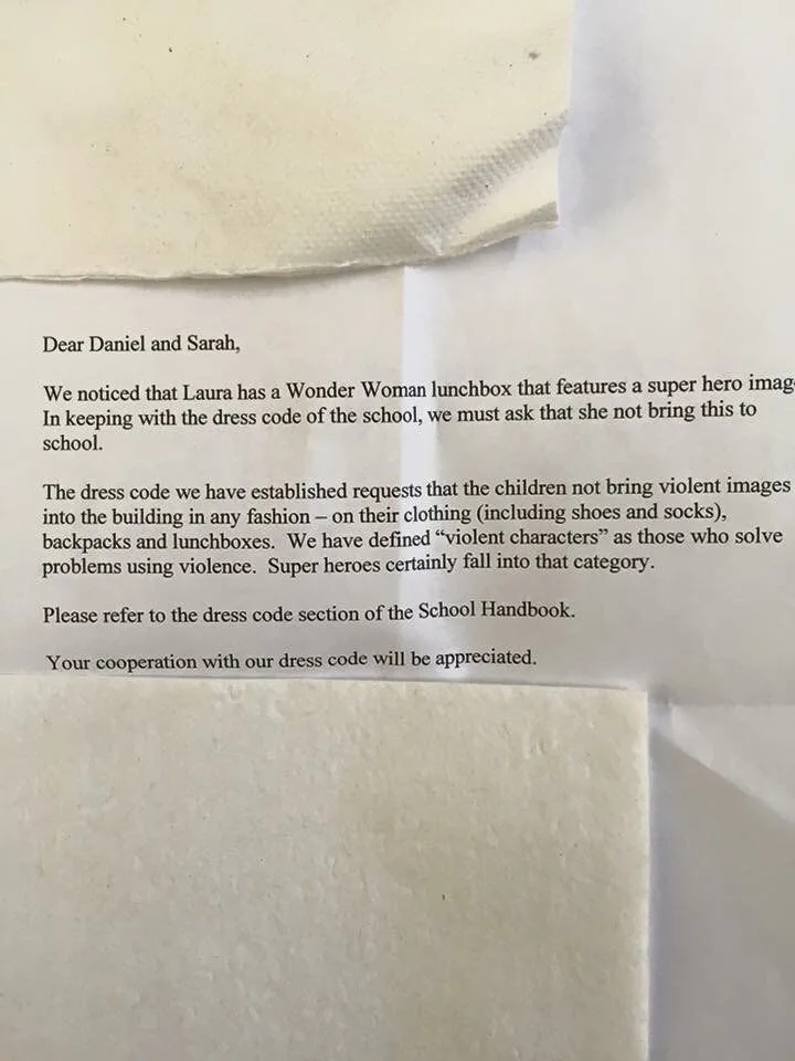 Schools bans Wonder Woman Lunchbox.