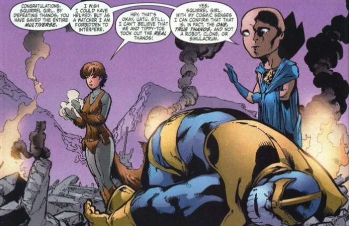 Squirrel Girl beats Thanos
