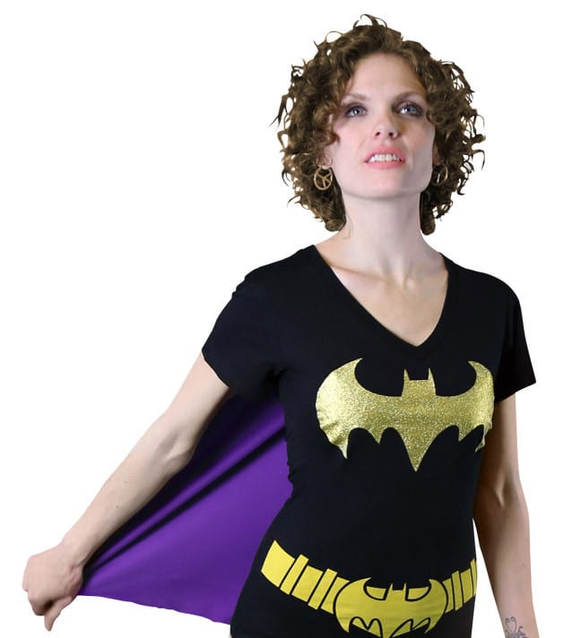 Batgirl Women's V-Neck Caped Costume T-Shirt