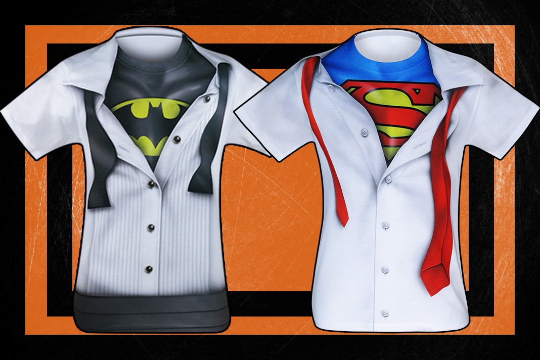 Check out these awesome Batman and Superman Sublimated Costume T-Shirts!