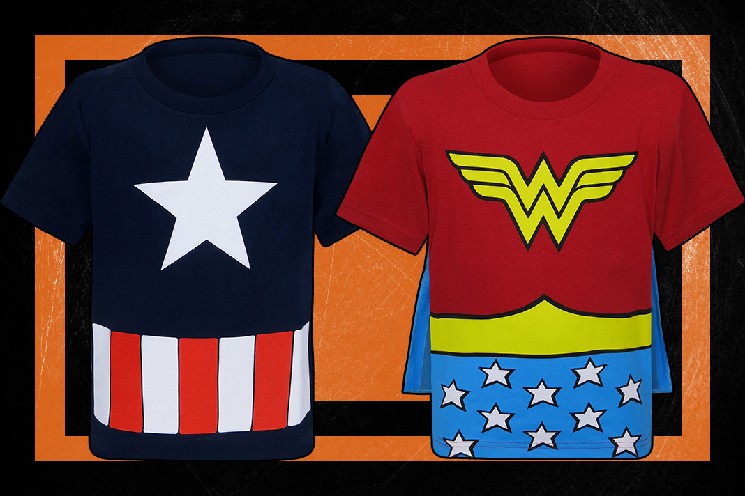 Check out these awesome Captain America and Wonder Woman Costume T-Shirts for kids!