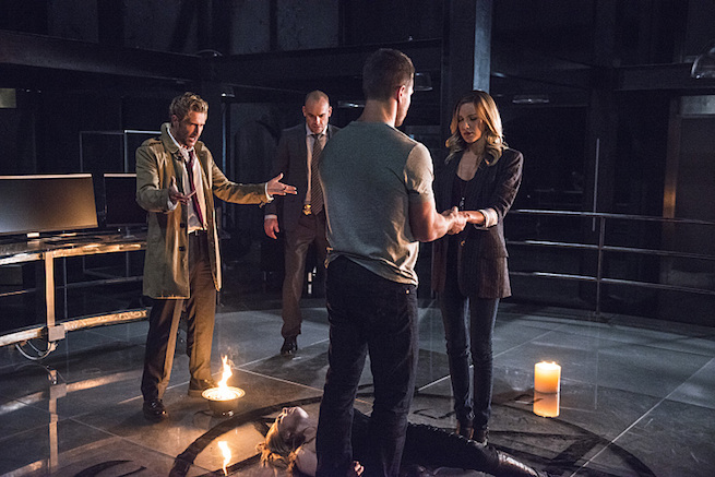 Constantine and the cast of Arrow attempt to reconcile the soul of Sarah Lance!