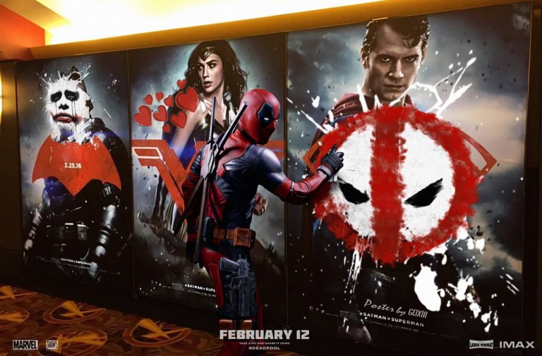 Deadpool Vandalizes Batman V Superman Posters in Unofficial Art