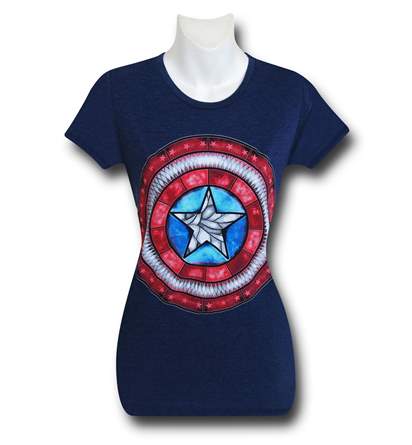 Captain America Stained Glass Shield Women's T-Shirt