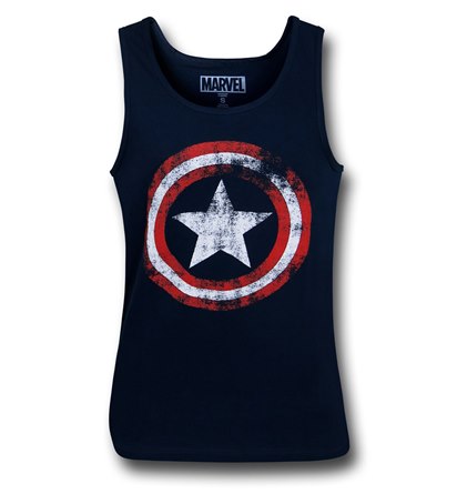 Captain America Distressed Navy Blue Tank Top!