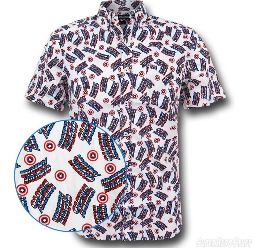 It's the Captain America Shield and Logo Men's Button Down Shirt!